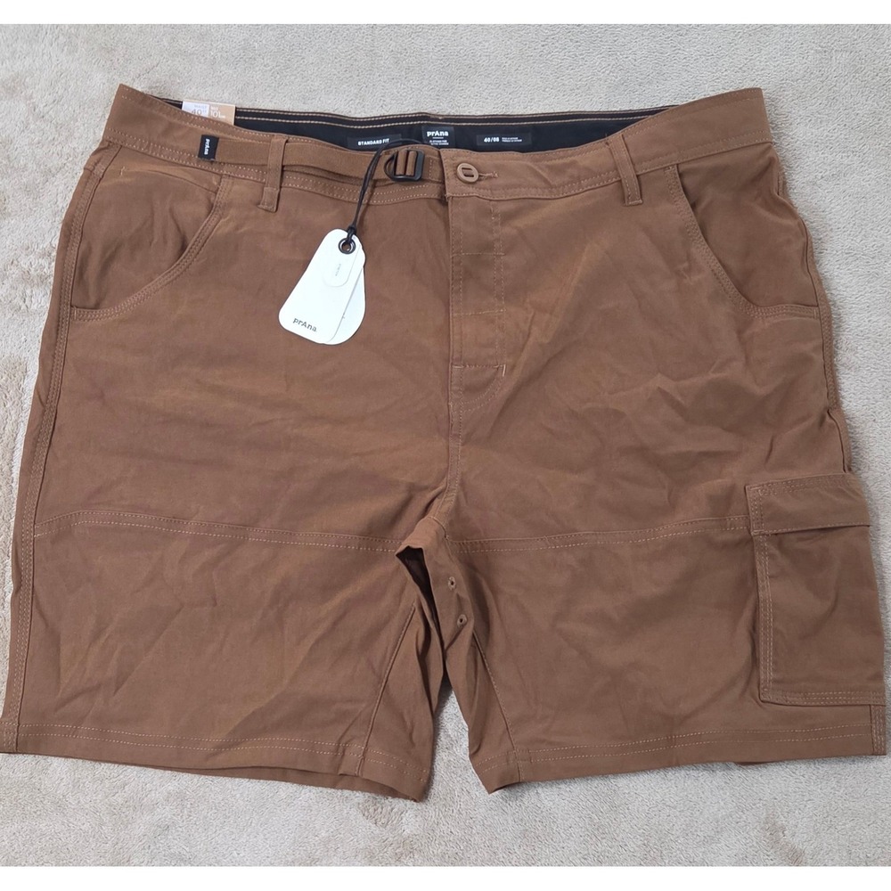 PrAna Stretch Zion II Short Men's 8" Size 40 Sepia Standard Fit Cargo Belted NEW